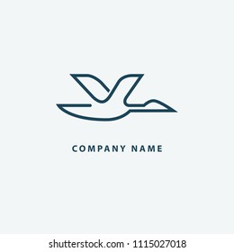 Duck icon. Park, zoo, pet shop, farm, bird feather, wild nature vector flat style logotype modern. Bird silhouette logo. Vector abstract minimalistic illustration flying fowl.
