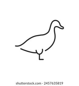 Icono de pato. Representa un pato, comúnmente encontrado en ambientes ricos en agua y conocido por su característico graznido. Utilizado en contextos relacionados con la vida silvestre, la naturaleza, la agricultura. Ilustración vectorial 