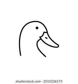 Icono de pato. Representa un pato, comúnmente encontrado en ambientes ricos en agua y conocido por su característico graznido. Utilizado en contextos relacionados con la vida silvestre, la naturaleza, la agricultura. Ilustración vectorial 