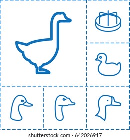 Duck icon. set of 6 duck outline icons such as goose, duck