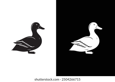 Diseño plano de la silueta del icono del pato. Vector simple de la Plantilla del diseño del icono del pato