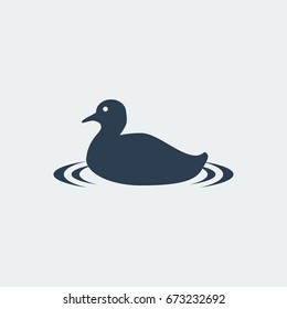 Duck icon. Silhouette flat design vector illustration