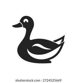 Silueta del icono del pato, vista lateral. Logotipo de Vector de gallina de corral. Ilustración aislada sobre fondo blanco.