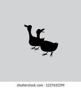 Duck icon silhouette vector illustration on gray background