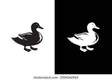 Duck icon silhouette vector illustration. Duck Icon Flat Design black white background.