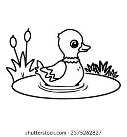 Duck icon in thin line style isolated on white background
