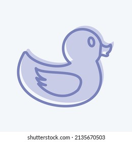 Duck Icon in trendy two tone style isolated on soft blue background