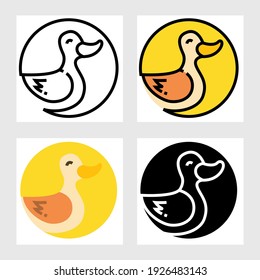 Entensymbol, Vektordesign in gefüllt, dünne Linie, Umriss und flachem Stil.