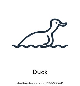 Duck icon vector isolated on white background. thin symbols or lined elements in outline style