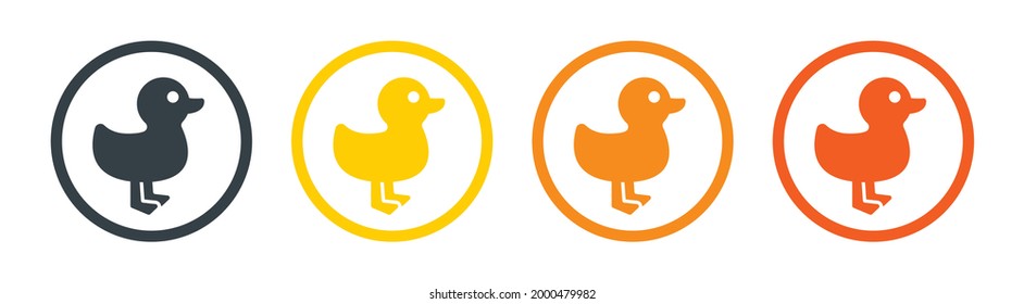 Duck icon vector on circle symbol. Animal concept