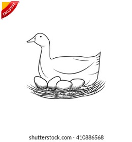 duck icon, vector duck silhouette, isolated duck