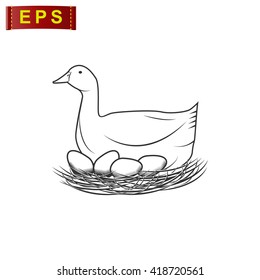 duck icon, vector duck silhouette, isolated duck