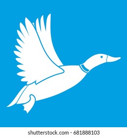 Duck icon white isolated on blue background vector illustration