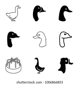 Duck icons. set of 9 editable filled and outline duck icons such as goose