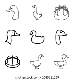 Duck icons. set of 9 editable outline duck icons such as goose, duck