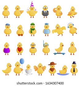 Duck icons set. Cartoon set of duck vector icons for web design