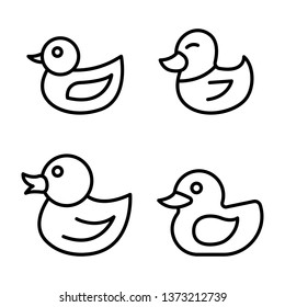 Duck icons set. Outline set of duck vector icons for web design isolated on white background