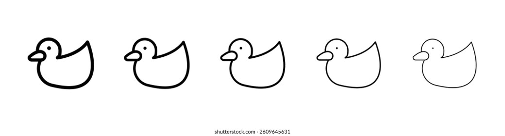 Duck icons vectors set in different stroke lines
