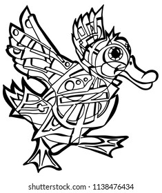 Duck illustration for coloring page