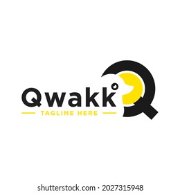 duck illustration logo design with letter Q