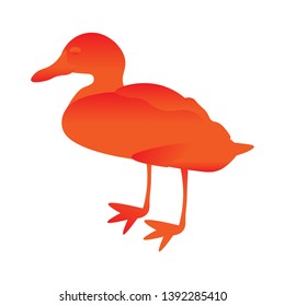 Duck illustration orange and red gradient vector bird animal icon