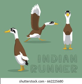 Duck Indian Runner Cartoon Vector Illustration svg
