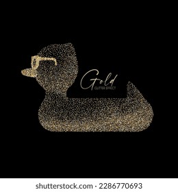 Duck inflatable pool ring. Minimal glod effect sumbol. Luxury design