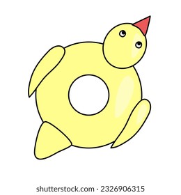 Duck inflatable ring for swimming pool or beach, vector