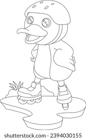 Duck Inline skating Roller skates Sports Animal Vector Graphic Art Illustration