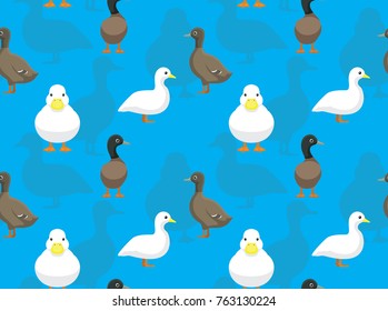 Duck Khaki Campbell Call Cartoon Seamless Wallpaper
