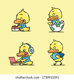 duck kid cartoon character premium vector