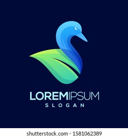 duck leaf gradient color logo design 