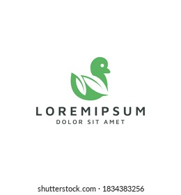 duck and leaf negative space logo design