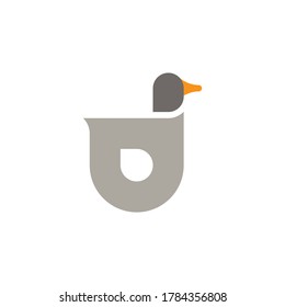 Duck and  letter d vector icon concept