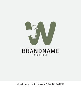 Duck With Letter W. Vector logo. Icon illustration.