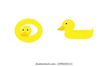 duck lifebuoys aerial view and side view isolated on white background