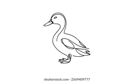 duck line art isolated on white