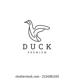 Duck Line Art Logo Vector Icon Design Template