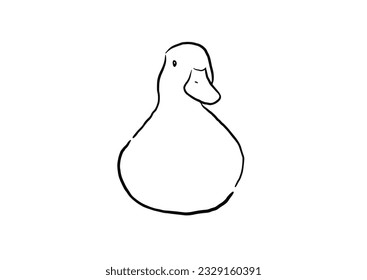 Duck line art on white background isolated logo vector illustration design template for clothing design, mugs design