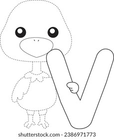 duck line art practice drawing for children