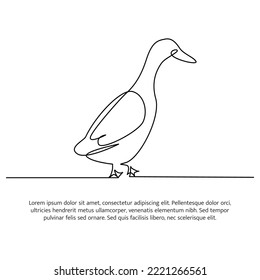 Diseño de líneas de pato. Elementos decorativos de pato dibujados con una línea continua. Ilustración vectorial de estilo minimalista sobre fondo blanco.