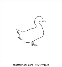 Duck line icon flat style. Vector illustration