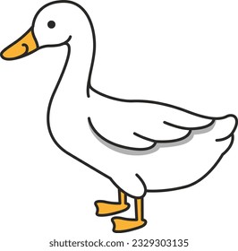 Duck line icon, vector illustration on white background. Farm animals.