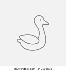Duck line icon for web, mobile and infographics. Vector dark grey icon isolated on light grey background.