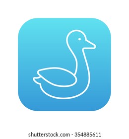 Duck line icon for web, mobile and infographics. Vector white icon on the blue gradient square with rounded corners isolated on white background.
