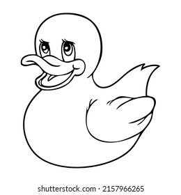 ilustración de vector de línea de pato, aislado en fondo blanco, vista superior