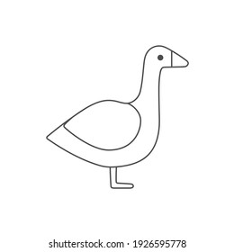 Duck linear outline empty vector illustration.
