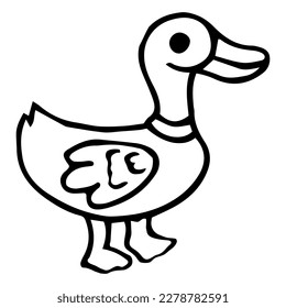 Duck linear outline empty vector illustration.