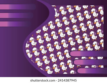 duck listening to music, illustration pattern, vector, for fabrics, backgrounds