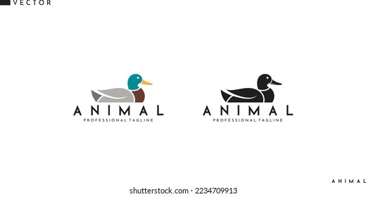 Duck logo. Abstract birds vector. Isolated ducks on white background. Cute animal sign